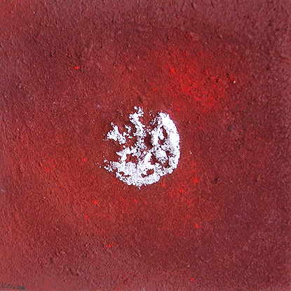Abstrakte Malerei reliefhaft "Roter Mond"
